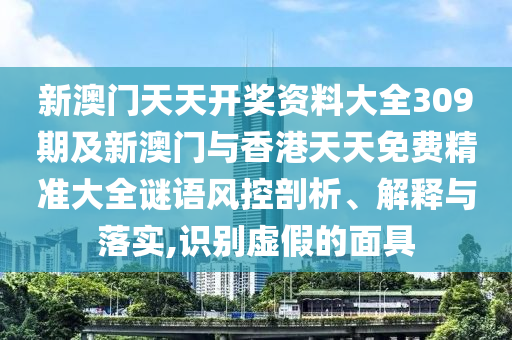 新澳門天天開獎資料大全309期及新澳門與香港天天免費(fèi)精準(zhǔn)大全謎語風(fēng)控剖析、解釋與落實,識別虛假的面具