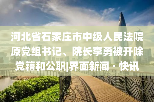 河北省石家莊市中級人民法院原黨組書記、院長李勇被開除黨籍和公職|界面新聞 · 快訊
